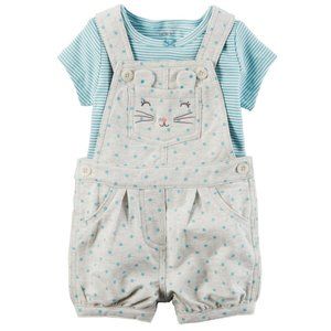 Baby Girl Mouse Shortalls & Blue Tee Set Outfit